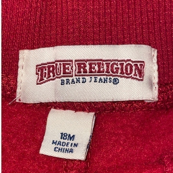 True Religion Red Joggers with Logo Gender Neutral 18 Months - Picture 3 of 6